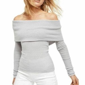 Leith Off the Shoulder Sweater - Color Gray - Size Medium